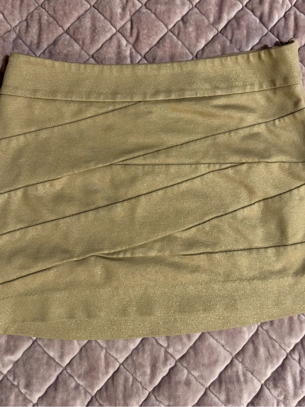 Express Shimmery Gold Layered Mini Skirt